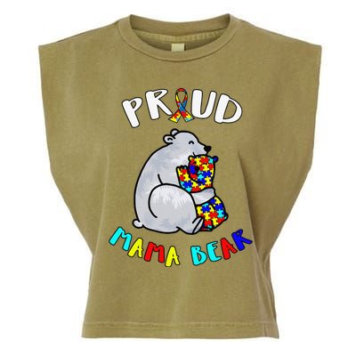 Proud Mama Bear Autism Awareness Day Autistic Month Garment-Dyed Women's Muscle Tee