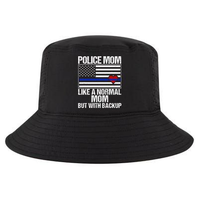Police Mom Blue Line Flag Heart Cool Comfort Performance Bucket Hat