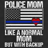 Police Mom Blue Line Flag Heart 7 Panel Mesh Trucker Snapback Hat
