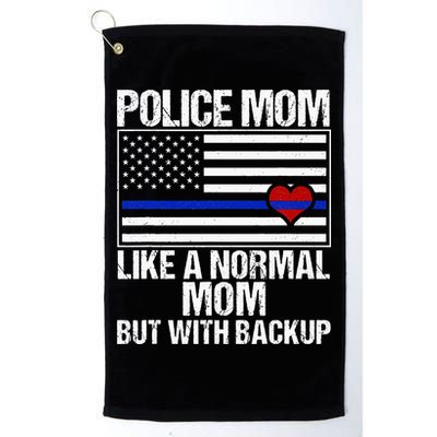 Police Mom Blue Line Flag Heart Golf Towel