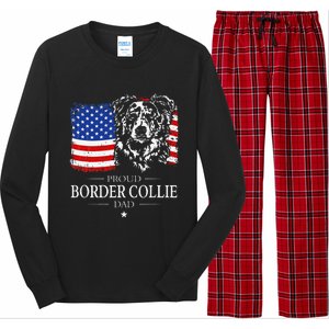 Proud Merle Border Collie Dad American Flag Patriotic Dog Long Sleeve Pajama Set