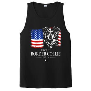 Proud Merle Border Collie Dad American Flag Patriotic Dog PosiCharge Competitor Tank