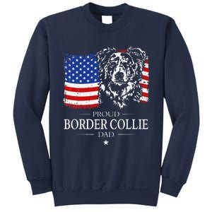 Proud Merle Border Collie Dad American Flag Patriotic Dog Sweatshirt