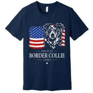 Proud Merle Border Collie Dad American Flag Patriotic Dog Premium T-Shirt