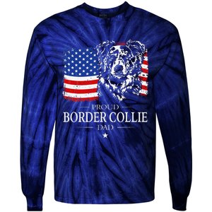 Proud Merle Border Collie Dad American Flag Patriotic Dog Tie-Dye Long Sleeve Shirt