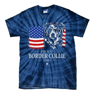 Proud Merle Border Collie Dad American Flag Patriotic Dog Tie-Dye T-Shirt