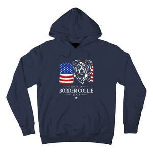 Proud Merle Border Collie Dad American Flag Patriotic Dog Tall Hoodie