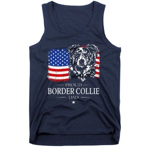 Proud Merle Border Collie Dad American Flag Patriotic Dog Tank Top