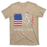 Proud Merle Border Collie Dad American Flag Patriotic Dog T-Shirt