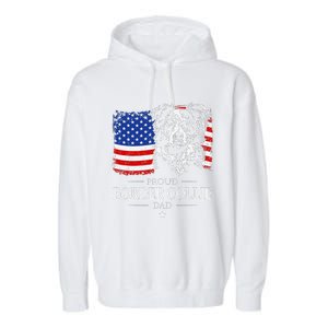 Proud Merle Border Collie Dad American Flag Patriotic Dog Garment-Dyed Fleece Hoodie