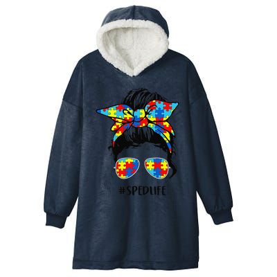 Puzzle Messy Bun Sped Life Sped Teacher Costume Autism Hooded Wearable Blanket