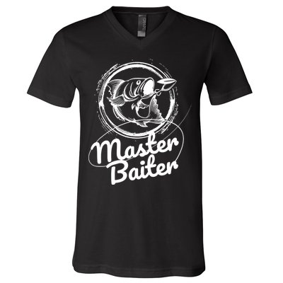 Professional Master Baiter Retro American Flag Funny Fishing V-Neck T-Shirt