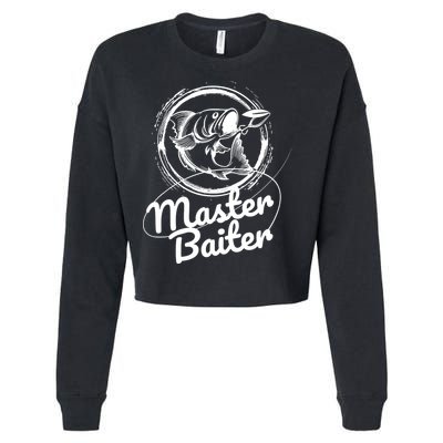 Professional Master Baiter Retro American Flag Funny Fishing Cropped Pullover Crew