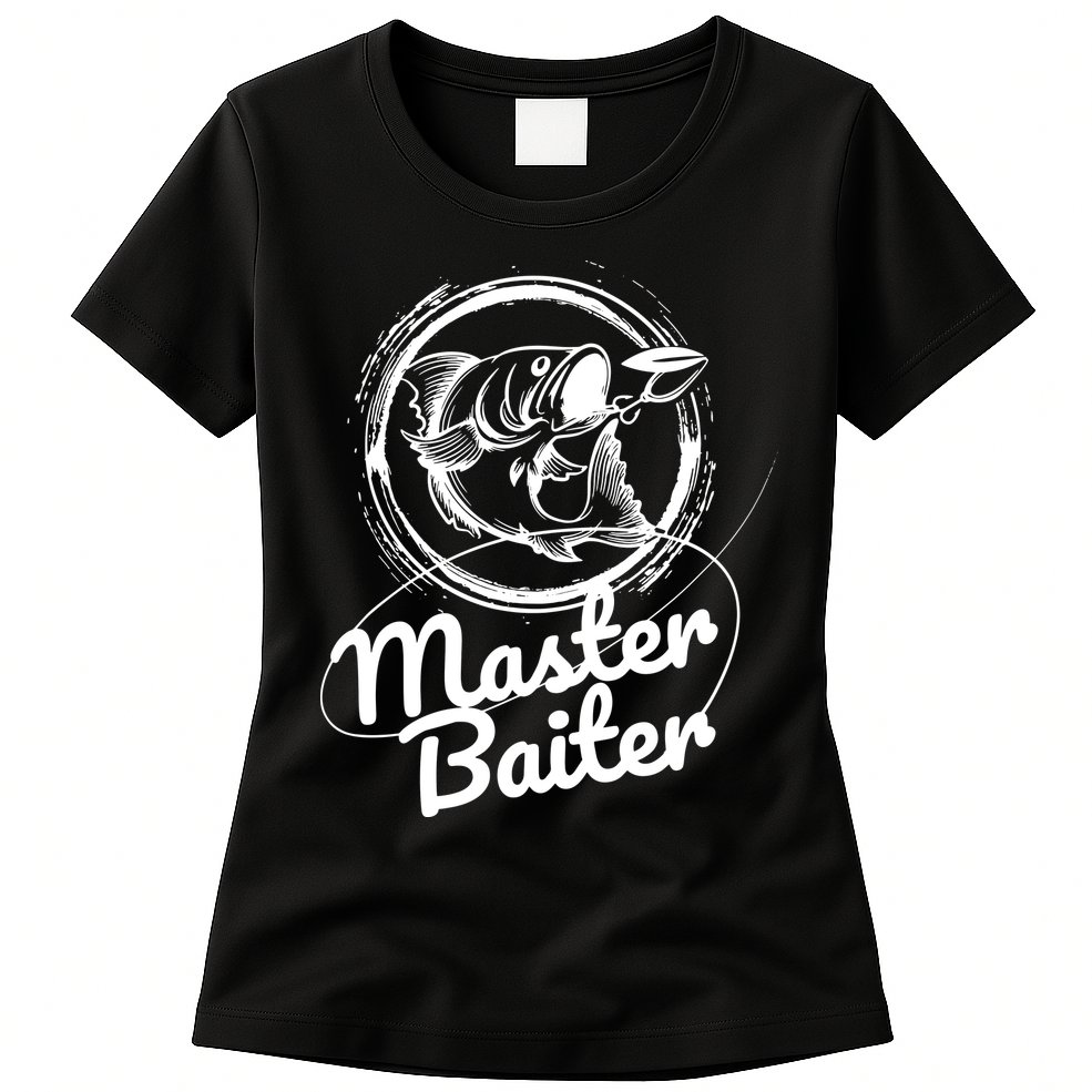 Professional Master Baiter Retro American Flag Funny Fishing Womens T-Shirt