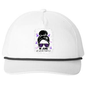 Purple Messy Bun In June We Wear Purple Alzheimer Awareness Snapback Five-Panel Rope Hat