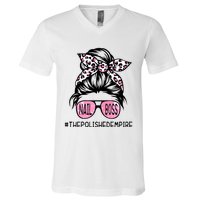 Poa7 Messy Bupoa7 Messy Bun Nail N Nail Boss The Polished Empire Nail Boss Woman V-Neck T-Shirt