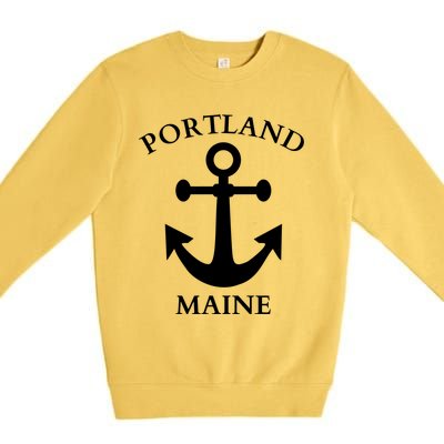 Portland Maine Boat Anchor Boating Cool Gift Premium Crewneck Sweatshirt