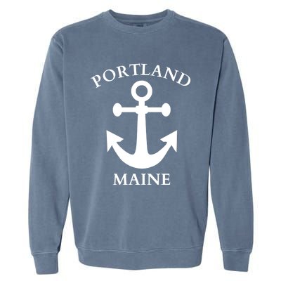 Portland Maine Boat Anchor Boating Cool Gift Garment-Dyed Sweatshirt