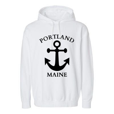 Portland Maine Boat Anchor Boating Cool Gift Garment-Dyed Fleece Hoodie