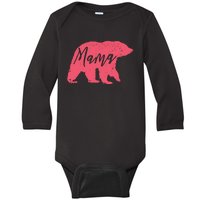 Pink Mama Bear Baby Long Sleeve Bodysuit