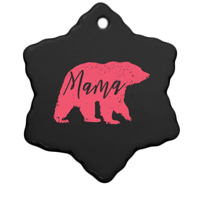 Pink Mama Bear Ceramic Star Ornament