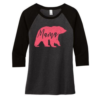 Pink Mama Bear Women's Tri-Blend 3/4-Sleeve Raglan Shirt