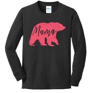 Pink Mama Bear Kids Long Sleeve Shirt