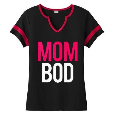 Proud Mom Bod Funny Gym Workout Saying Running Gift Ladies Halftime Notch Neck Tee