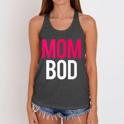 Proud Mom Bod Funny Gym Workout Saying Running Gift Women's Knotted Racerback Tank