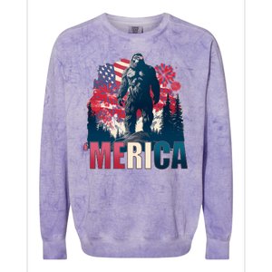 Patriotic Merica Bigfoot Sasquatch Colorblast Crewneck Sweatshirt