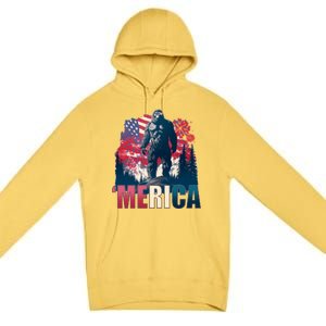 Patriotic Merica Bigfoot Sasquatch Premium Pullover Hoodie