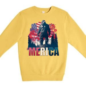 Patriotic Merica Bigfoot Sasquatch Premium Crewneck Sweatshirt