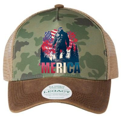 Patriotic Merica Bigfoot Sasquatch Legacy Tie Dye Trucker Hat