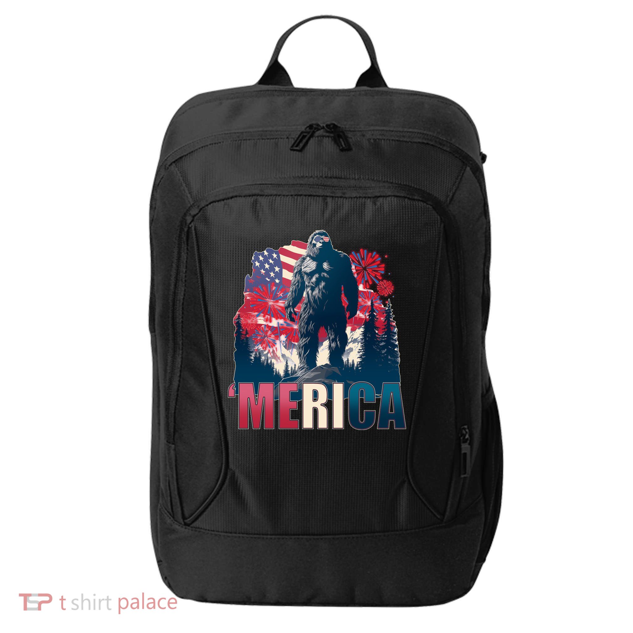 Patriotic Merica Bigfoot Sasquatch City Backpack