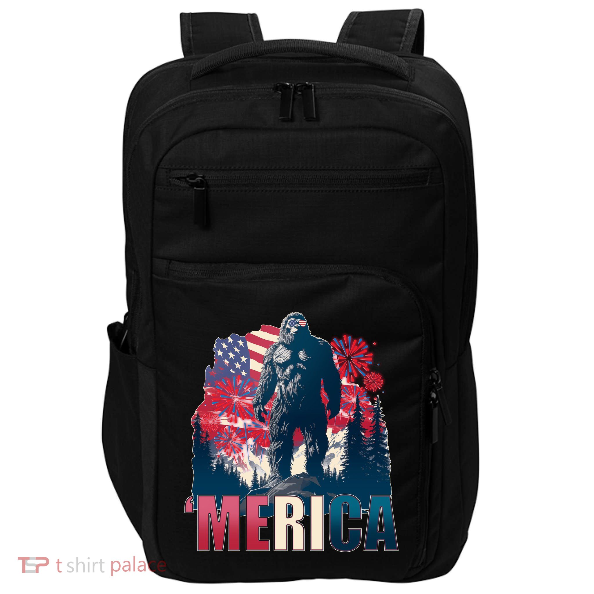 Patriotic Merica Bigfoot Sasquatch Impact Tech Backpack