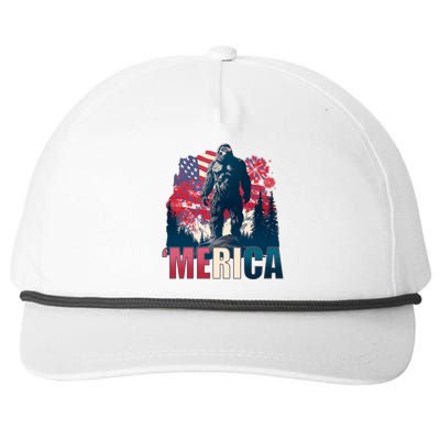 Patriotic Merica Bigfoot Sasquatch Snapback Five-Panel Rope Hat