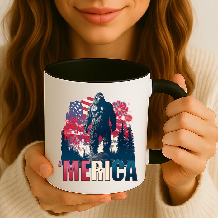 Patriotic Merica Bigfoot Sasquatch Mug