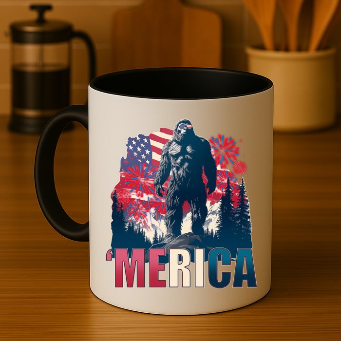 Patriotic Merica Bigfoot Sasquatch Mug