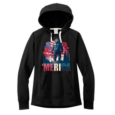 Patriotic Merica Bigfoot Sasquatch Women's Fleece Hoodie