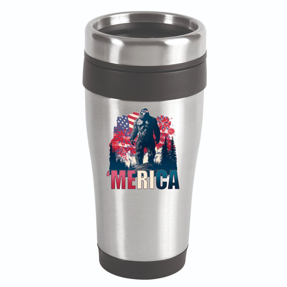 Patriotic Merica Bigfoot Sasquatch 16oz Travel Tumbler