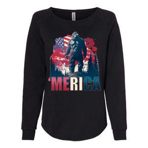 Patriotic Merica Bigfoot Sasquatch Womens California Wash Sweatshirt