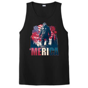 Patriotic Merica Bigfoot Sasquatch PosiCharge Competitor Tank