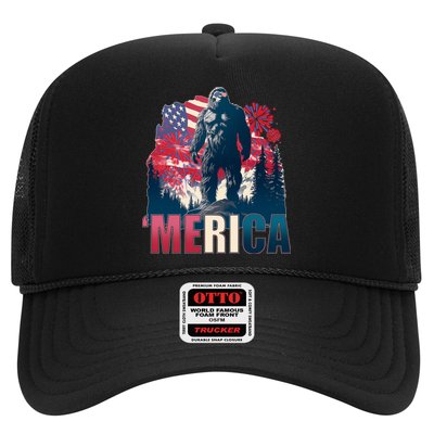 Patriotic Merica Bigfoot Sasquatch Trucker Hat
