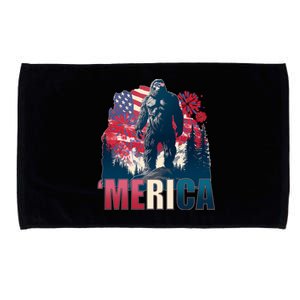 Patriotic Merica Bigfoot Sasquatch Microfiber Hand Towel