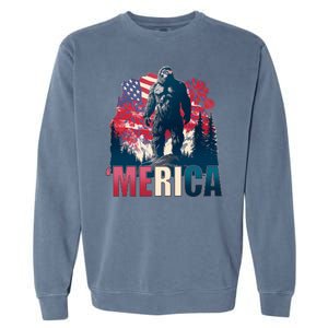 Patriotic Merica Bigfoot Sasquatch Garment-Dyed Sweatshirt