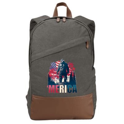 Patriotic Merica Bigfoot Sasquatch Cotton Canvas Backpack