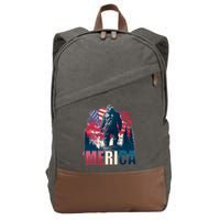 Patriotic Merica Bigfoot Sasquatch Cotton Canvas Backpack
