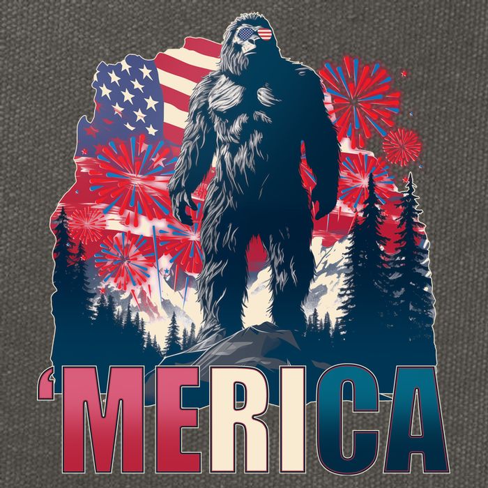 Patriotic Merica Bigfoot Sasquatch Cotton Canvas Backpack