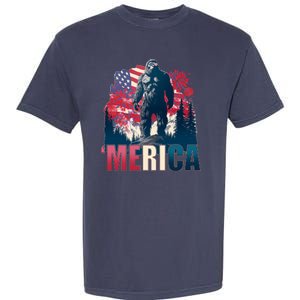 Patriotic Merica Bigfoot Sasquatch Garment-Dyed Heavyweight T-Shirt