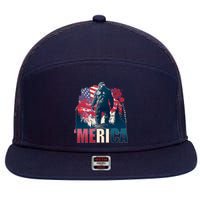 Patriotic Merica Bigfoot Sasquatch 7 Panel Mesh Trucker Snapback Hat